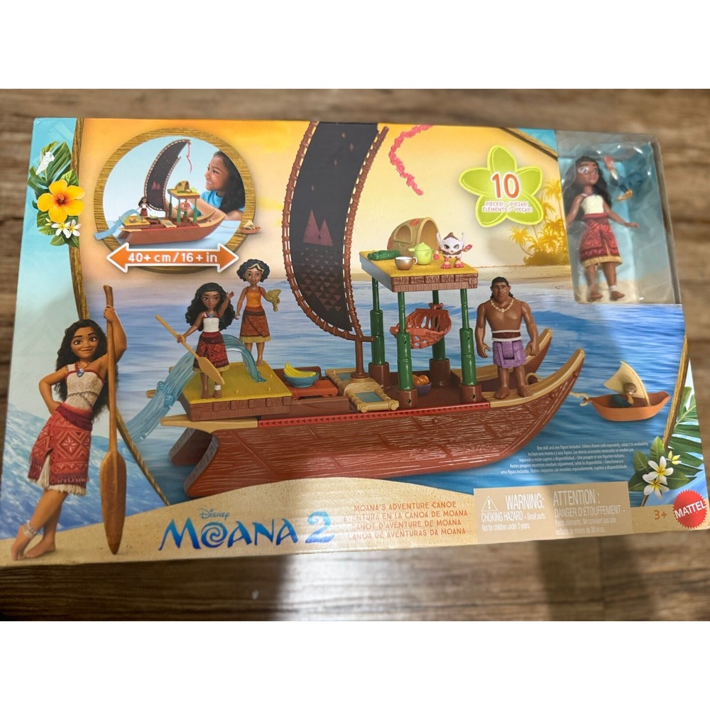 Disney Moana 2 - Moana's Adventure Canoe Playset - Floating Canoe &‎ Small Doll